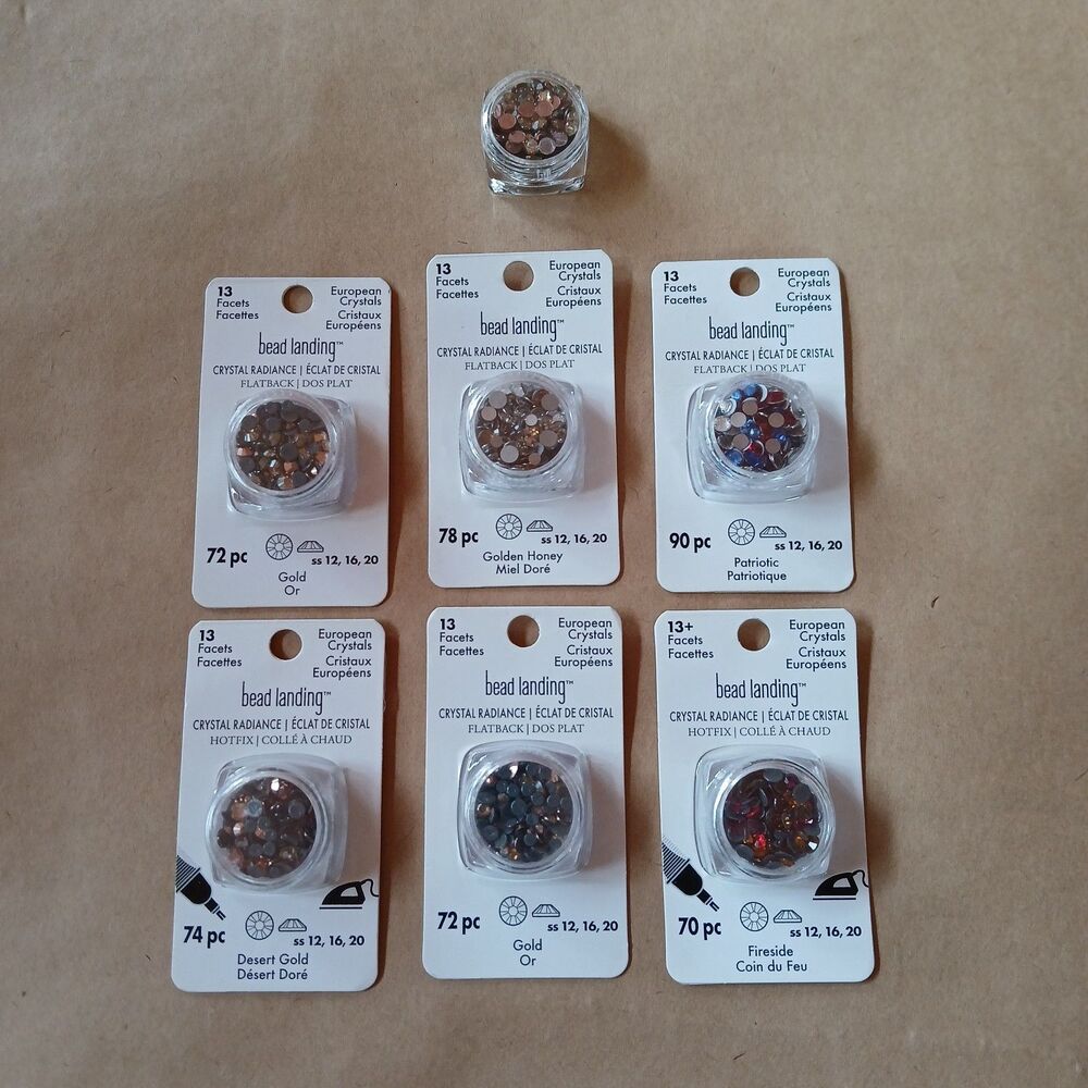 Bead Landing European Crystals Light Siam Facets Flat back Lot 0f 7 Variety Pack